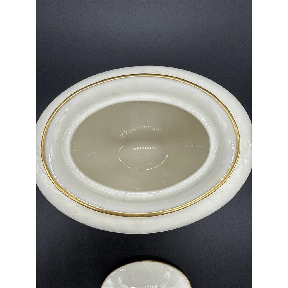 Lenox Ivory Fine China Gold Encrusted Creamer and Sugar Bowl Set 24k Gold Trim
